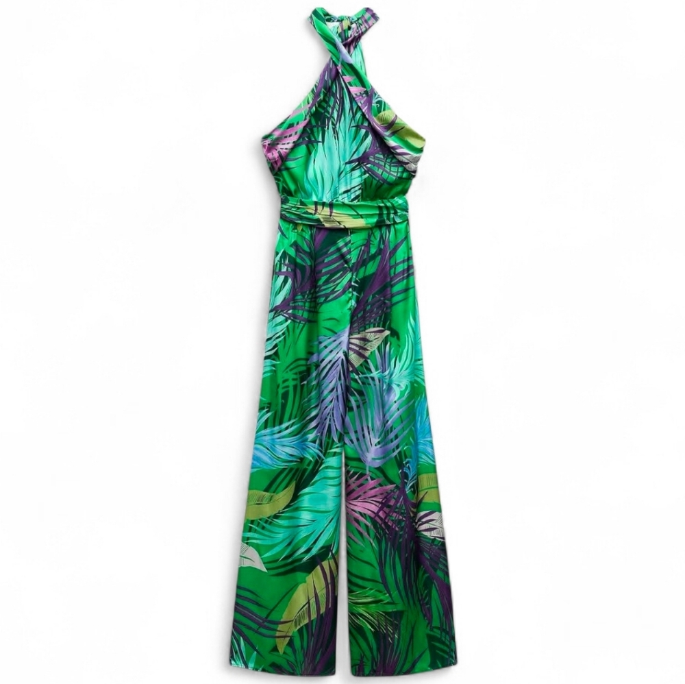 Zara Wide Leg Tropical Print Jumpsuit - Picture 2 of 8
